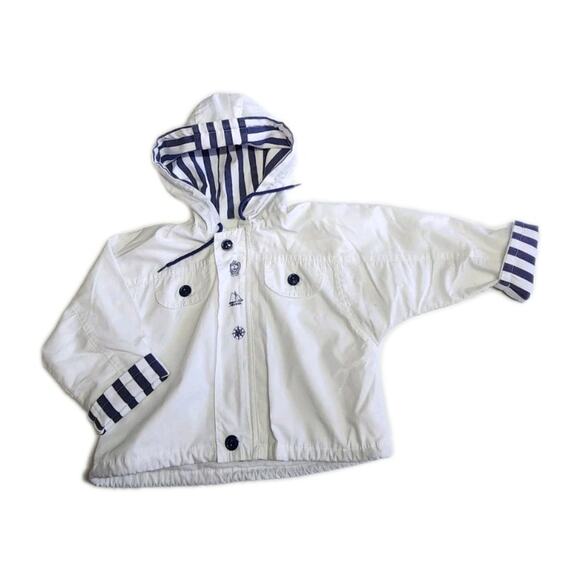 Togs Brand Baby Toddler jacket 24 Months blue and white Nautical Theme Zip Up - Picture 1 of 11